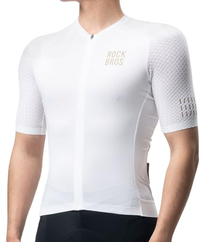 ROCKBROS Cykeltröja män kvinnor kortärmad tröja andas snabbtorkande cykelkläder för man kvinna utomhussport MTB vägcykel, Vitt, S