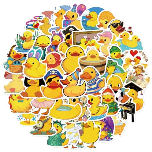 Omeblos 50Pcs Cute Duck Stickers, Waterproof Cute Animal Stickers | Animal Graffiti Sticker for Guitar, Skateboard, Laptop, Motorcycle, Car Helmet, Bicycle, Creative DIY