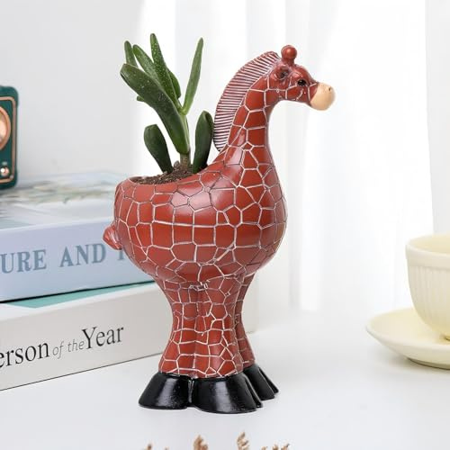 Pot de Fleurs Exterieur Jardinière à Motif de Pied Haut pour la décoration intérieure Pot de Fleur Fauve Unique Décoration d'étagère Artisanat Parfait pour Les intérieurs élégants (Brown, 20x13x8)