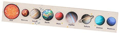 IMIKEYA Solar System Puzzle Planet Matching Educational Toy for Boys and Girls Space Learning Activity Wooden Solar System Model for Preschool