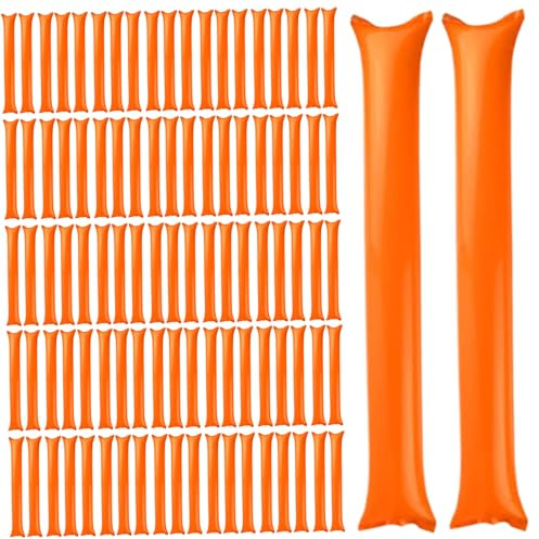 Csafyrt Thunder Sticks 100 Pcs Boom Stick Inflatable Spirit Sticks Cheerleading Plastic Boom Stick Noise Makers for Sporting Events Dance Basketball Football Orange