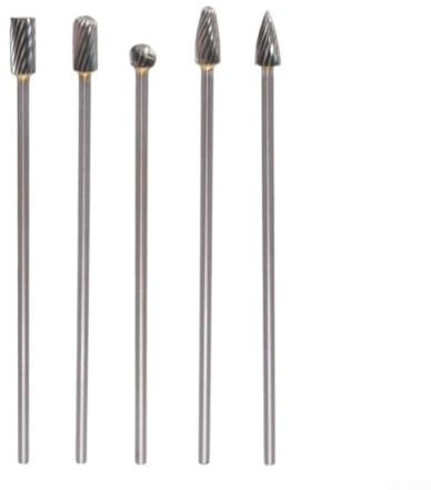 Lot de 5 fraises rotatives à coupe unique de 100 mm de long avec tige de 1/8 pour les tâches de finition en métal, bois et verre, matériau en carbure massif