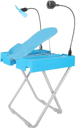 Verstellbare Pediküre-Plattform, Fußstütze für Zuhause, Pediküre- mit LED-Spiegel und Mini-Ventilator, Eisen- und PP-Konstruktion, 945 g, ideal für die persönliche Nagelpflege