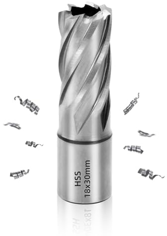 ITSOGOO Ø 18 mm HSS Kernbohrer mit 19 mm Weldonschaft,30 mm Schnitttiefe Kobalthaltiger Schnellarbeitsstahl Kernbohrer für Magnetbohrmaschinen,Fräsmaschine