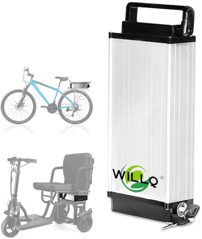 WILLQ 36V 8Ah 10Ah 12Ah 15Ah Rear Rack Ebike Battery 36 Volts Lithium-ion Battery for 100W 250W 350W 540W Mobility Scooter Replacement Motor Kit
