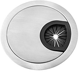 Gedotec Pasacables de diseño de metal para escritorio, estilo redondo, aspecto de acero inoxidable, guía de cables para apretar, diámetro de 80 mm, 1 unidad, salida de cable para mesa y muebles