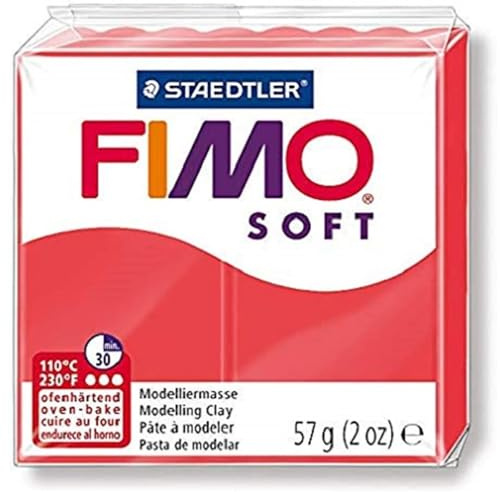 STAEDTLER 8020-40 ST 1 Fimo soft Block, Modelliermasse (ofenhärtend, weich und soft, sofort modellierfähig, wiederverschließbar, Blockgröße 57 g) Trendfarbe flamingo