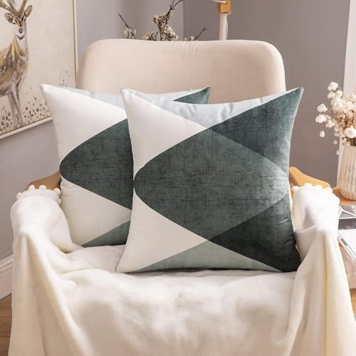 MIULEE 2er Set Kissenbezug 45×45cm Stein Rautenmuster Anthrazit Grau | Skandinavisches Design Dekorativ Modern Vielseitig Pflegeleicht Für Sofa Wohnzimmer Schlafzimmer Und Gästezimmer