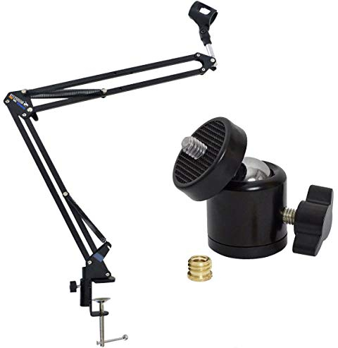 keepdrum NB35BK Gelenkarm-Mikrofonstativ + Kugelgelenk Stativ-Adapter drehbar 1/4 zu 3/8