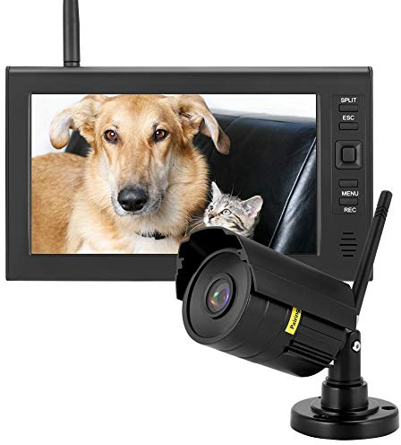 Telecamera di Sicurezza Esterna Senza Fi,7 pollici LCD WIFI 4CH 2.4Ghz Telecamere di Sorveglianza di Monitor di Sicurezza Video a Casa HD Display Telecamere Intelligenti IR con