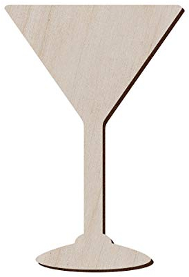 Set of 10 Wooden Martini Glass for Crafts and Decorations - Martini Glass Blank - Martini Glass Decor - Martini Glass Charm 3.3x5 inches