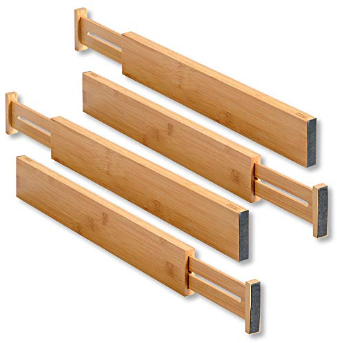 Kesper | Schubladentrenner 4er Pack, Material: Bambus, Maße: 45.5 x 1.5 x 6 cm, Farbe: Braun| 17074 13