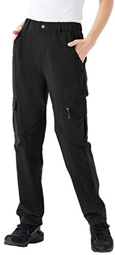 YSENTO Damen Outdoor Wanderhose Wasserdicht Schnelltrocknend Atmungsaktiv Camping Trekkinghose Funktionshose(Schwarz,XL)