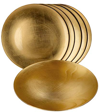 MamboCat 6-TLG. Set Platzteller Gold I Weihnachts-Teller I Tisch-Set, Untersetzer, Platte, Unterlage I Deko-Accessoire I Silvester, Partys & Co