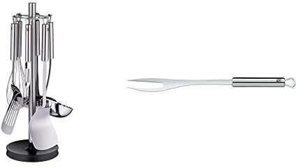 WMF Profi Plus Juego de Cocina con Soporte, Acero Inoxidable Pulido, 42.5 cm + Profi Plus Tenedor para Carne, Acero Inoxidable Pulido