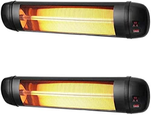 Heatlab 2kW Quartz Bulb Wall Mounted Infrared Outdoor Patio Heater with Remote Control in Black Pack of 2