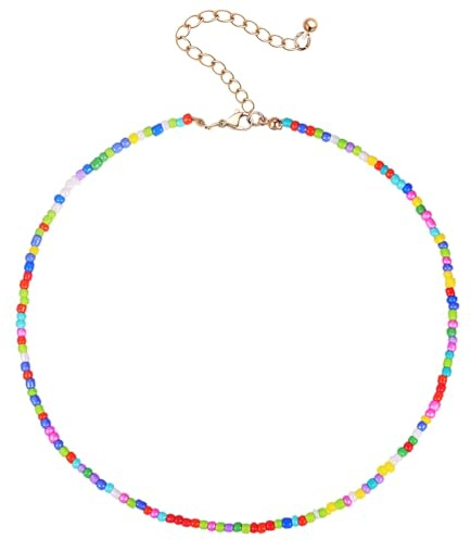 Holibanna Bunte Perlenkette Damen Einfache Reis Perlen Halskette Modischer Halsschmuck Sommer Armband Ostern Geschenke Für Strandparty Urlaub Und Alltag