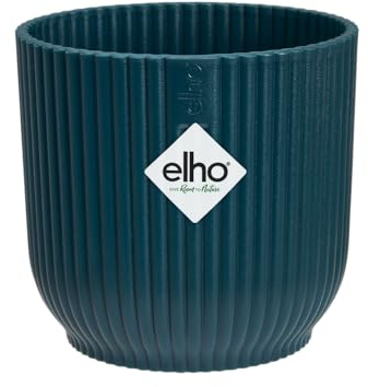 Elho Vibes Fold Rond Mini 11 - Pot De Fleurs pour Intérieur - Plastique 100% recyclé - Ø 11.1 x H 10.5 cm - Bleu/Bleu Foncé