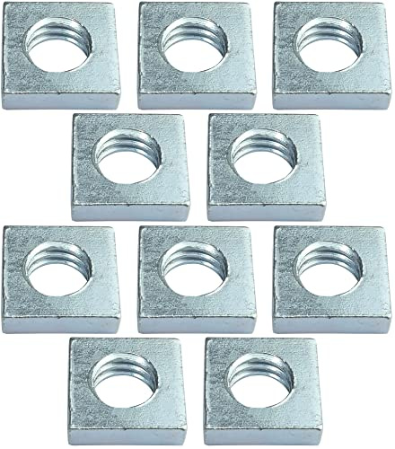 AERZETIX C49558 Tuercas Cuadradas M6 10.0x3.0mm | Juego de 10, Planas perfil bajo, Rosca métrica hembra, Acero al carbono