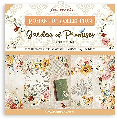 Stamperia Scrapbooking Pad 10 sheets cm 30,5x30,5 (12x12) - Garden of Promises