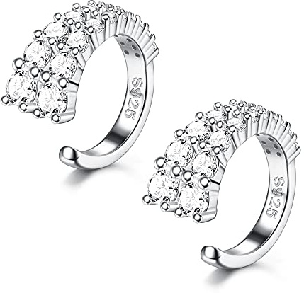 ORAZIO 2Pcs Ear Cuff Set Damen 925 Sterlingsilber Ohrklemme Ohrmanschette Gold Helix Knorpel Clip Wickelohrring Fakepircings Ohrspange Ohrklemme Cuffs, B-Silber