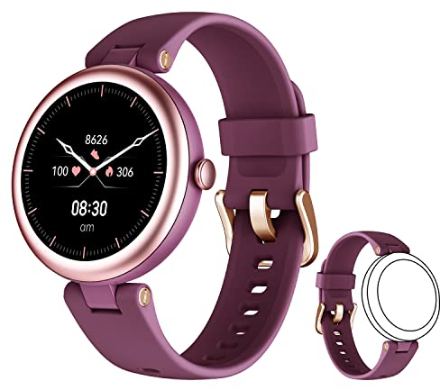 SHANG WING LYNN Smartwatch Donna Orologio Fitness Sportivo Smart Watch Tondo Quadrante Android iOS Activity Tracker Cardio SpO2 Impermeabile IP68 Sfondo Personalizzabile Ciclo Mestruale Timer Viola