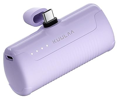 Kuulaa Power Bank 4500mAh,Ultra-piccolo&Ultra-compatto USB C Caricatore Portatile, Mini Powrbank Batteria Esterna per Android Samsung Galaxy/Note/OPPO/LG/Switch/Huawei/Xiaomi (Purple)