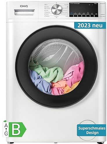 CHiQ CFL80-14586IM3XBW, Lavatrice Slim, 8 Kg, 1400 RPM, 54L,Motore Inverter, One Touch, Quick Wash,Child Lock, 60x52×85cm