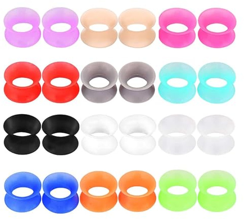 CHARMONLINE 24PCS Soft Silicone Ear Gauges Flesh Tunnels Plugs Stretchers Expander Double Flared Flesh Tunnels Ear Piercing Jewelry for Women Men (3/4(20mm))