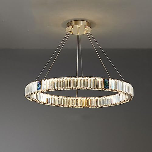 NSXBY LED-Luxus-Kristallleuchter, einfacher kreisförmiger Kronleuchter, Moderne Kristalllampe, für Wohnzimmer, Schlafzimmer, Esszimmerlampen und Laternen,60cm
