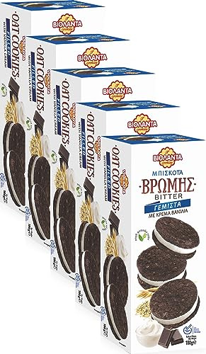 Cookies Doppelkekse gefüllte dunkle Kakao-Hafer-Kekse mit Vanille-Creme 900g aus Griechenland