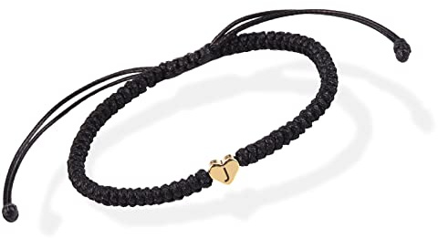 Armband mit Buchstaben und Herz für Pärchen, Initial Armband A-Z Gravur Armband für Frauen und Männer, Partnerarmband Freundschaftsarmband Geschenk Paar Valentine's Day Geschenke (Schwarz, J)
