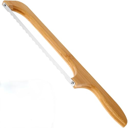 UVDS Brotmesser mit gezackter Schleife, Edelstahl, for Kuchen, Brot, Schneidwerkzeug mit Holzgriff, gezackter Bagelschneider, Brotschneidemaschine, Backwerkzeug