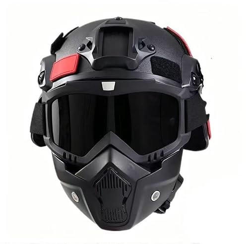 Mich Airsoft Helm Und Maske,Mit Seitenschiene Für NVG Mount Mit Abnehmbarer Und Verstellbarer Brille CS Helm Set