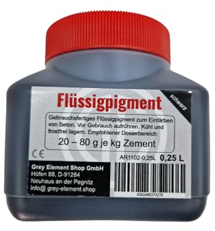 Grey Element Shop Flüssigpigment Farbe Schwarz 500ml – Hochkonzentrierte Pigmentdispersion für Beton, Harz, Gips, Wandfarbe & mehr – Universelle Farbpaste für Innen & Außen