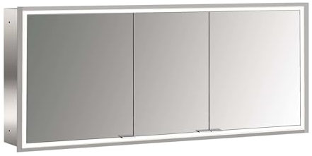 Emco Prime Facelift Lichtspiegelschrank, 1600 mm, 3 Türen, Unterputzmodell, 9497, Farbe: Aluminium/Weiss
