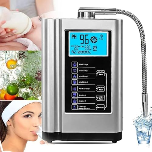 Máquina Ionizadora De Agua Alcalina Ag7.0, S-istema De Filtración Casero Produce Agua Con Ph 3.5-10.5, Filtro Lcd Casero De Agua Alcalina ácida Para Beber,Silver