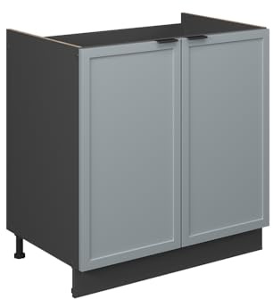 Vicco Spülenunterschrank Fame-Line, Hellblau-grau, 80 cm | MDF-Front · Ohne Arbeitsplatte · Höhenverstellbare Füße · Metallgriffe · Soft-Close
