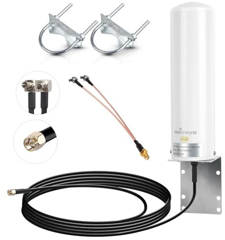 Nelawya Antenna 4G LTE High Gain 10-12dBi Long Range Antenna esterna con spina SMA / Dual TS9 Adattatore Antenna esterna per Huawei ZTE 4G LTE Hotspot Router Modem Netgear Nighthawk M1 MR1100