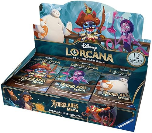 Lorcana Azurblaues Meer - Display Box mit 24 Booster Packs - DEUTSCH - Sammelkarten NEU & OVP + BB-Toy-Trades Toploader