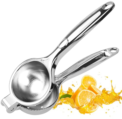 Limetten und zitronenpresse edelstahl, manuelle saftpresse mit Gebogenem Griff, zitruspresse für Zitronen, Orangen, Limetten und mehr, Robust und Langlebig, zitronenpresse handpresse