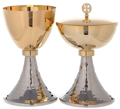 Holyart Calice et ciboire Laiton doré et Pied martelé Simple, Ciboire