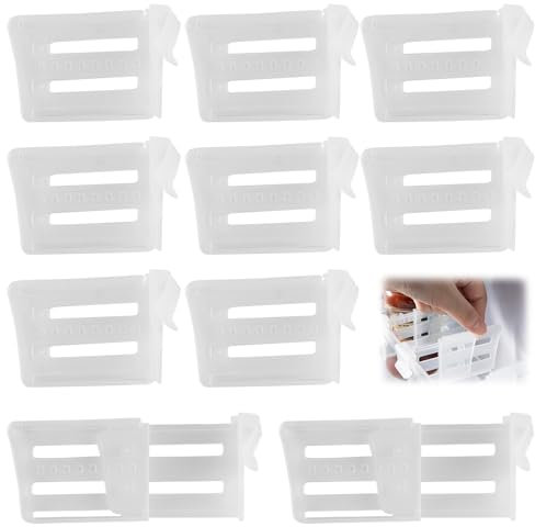 10 Pezzi Organizer Frigorifero Salvaspazio, Separatori per Frigorifero, Frigo Regolabili Frigorifero Porta Laterale, Divisori Regolabili per Frigorifero, Fermabottiglie e Organizzatori per Frigorifero