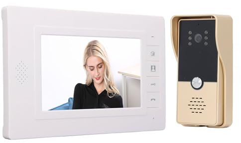 Videocitofono con Telecamera Smart Ring, Videocitofono con Monitor Videocitofono Campanello per Interni Ed Esterni con Schermo a Colori 7 Pollici (Spina UE AC100-240V)