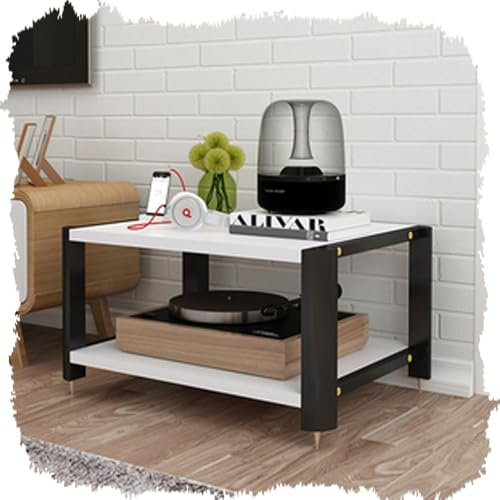 IMUNKT Audio-Video-Regal HiFi Rack 2 3 4 Stufiger Medienständer Mit Rädern, Stereo-Komponenten Schrank, Plattenspieler/TV-Box/WLAN-Router/DVD Audioständer(White,2 Tier)