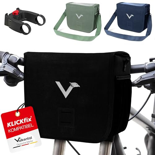Valkental® x KLICKfix® - Wasserdichte Lenkertasche | 7L | Robuste Fahrradtasche mit Magnetverschluss | Inkl. Handyfach