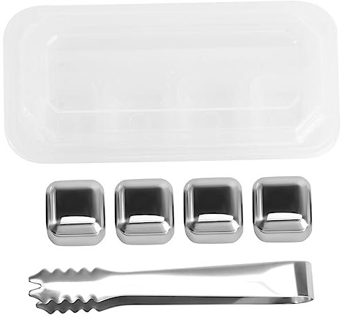 iplusmile Pietra Ghiaccio Per Whisky Cubetti Congelati in Metallo Blocchi Per Bevande Per Whisky Raffredda Liquori Sciogliere Per Bourbon e Vodka Design Liscio Per Facile Estrazione