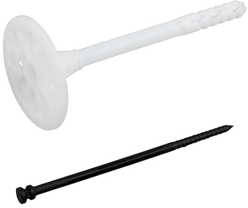 AERZETIX - Set di 10 tasselli per isolamento a battuta Ø10x140mm + 10 chiodi 145mm - in nylon - fissaggio per pannelli termici polistirene estruso espanso lana di roccia