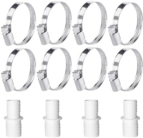4 Stück Pool Adapter 32mm Auf 38mm,Poolschlauch Adapter Mit 8 Edelstahl Schlauchschellen,Pool Schlauch Adapter,Poolschlauch Verbinder,Schlauchverbinder Pool,Chlauchadapter - Doppelschlauchtülle