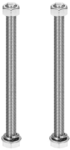 sourcing map M10 x 150mm 304 Stainless Steel Hex Head Screws Bolts, Nuts, Flat & Lock Washers Assortment Kit, Fully Threaded, Bright Finish for Home, Electronic, Machine, 2 Sets